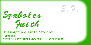 szabolcs fuith business card